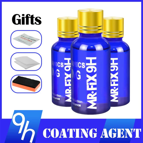 3PCS 9H Car Liquid Ceramic Coat Super Hydrophobic Glass Coating Set Polysiloxane and Nano Materials Ceramics for Cars
