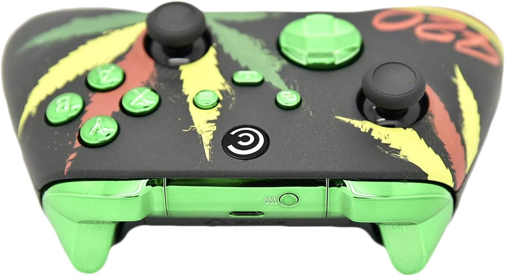 Designer Series Custom Wireless Controller for Xbox Series X/S, Xbox One, & PC - Multiple Designs Available (420 & Green Chrome Inserts)