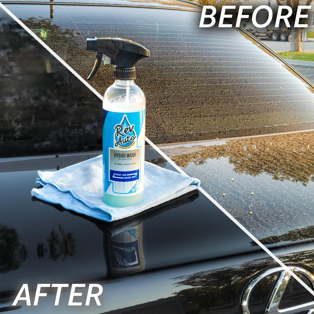 Waterless Car Wash Kit - Cleans Vehicles without Water Source/Includes Two 16Oz Waterless Wash Spray Cleaner and Microfiber Towels | Car Exterior Cleaner | No Rinse Car Wash Cleaning Spray