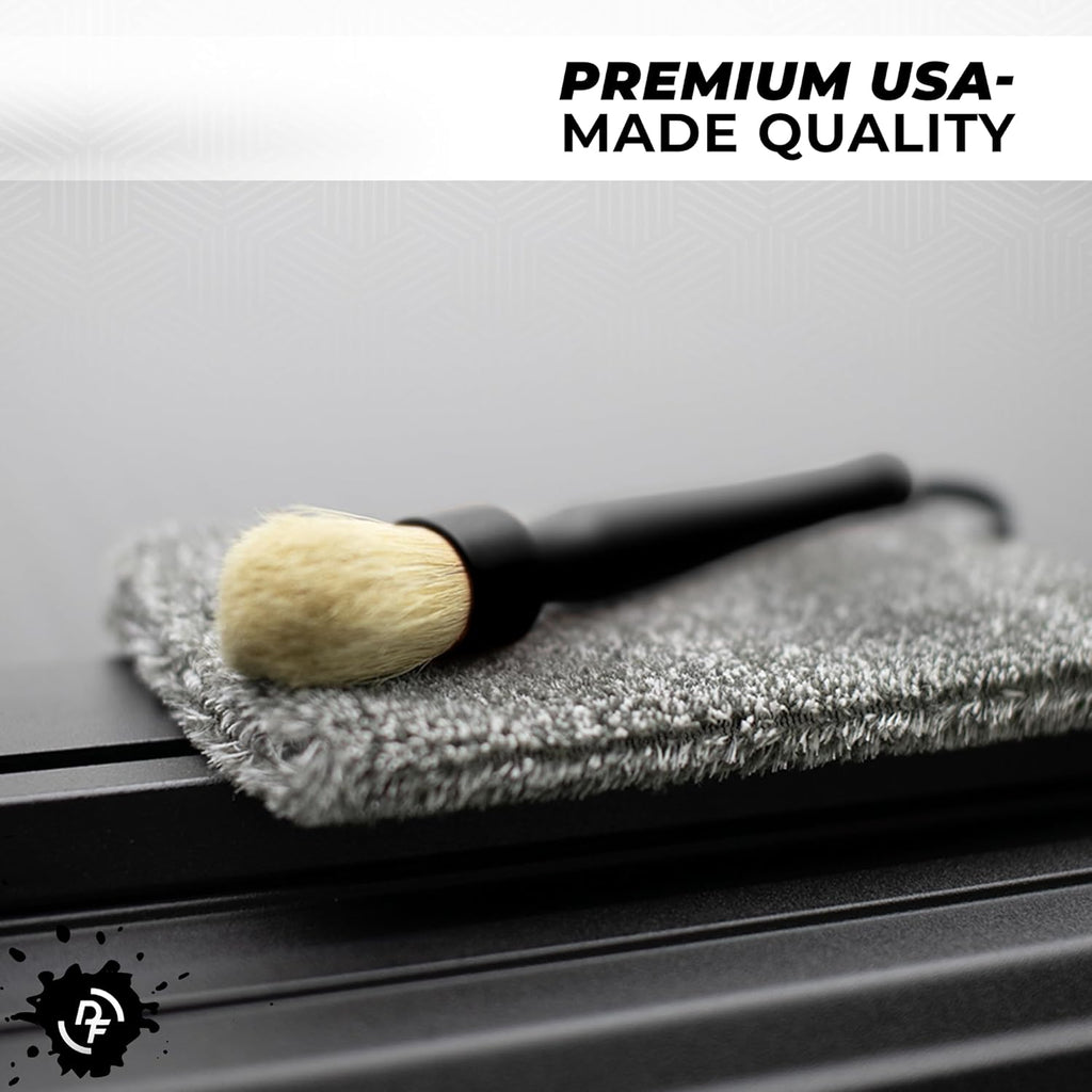 Boar Hair Detailing Brush Set, Comfortable Grip and Heavy-Duty Scrubbing for Interior, Exterior, Engine Bay, Wheels, Exhaust Tips, Textured Plastic