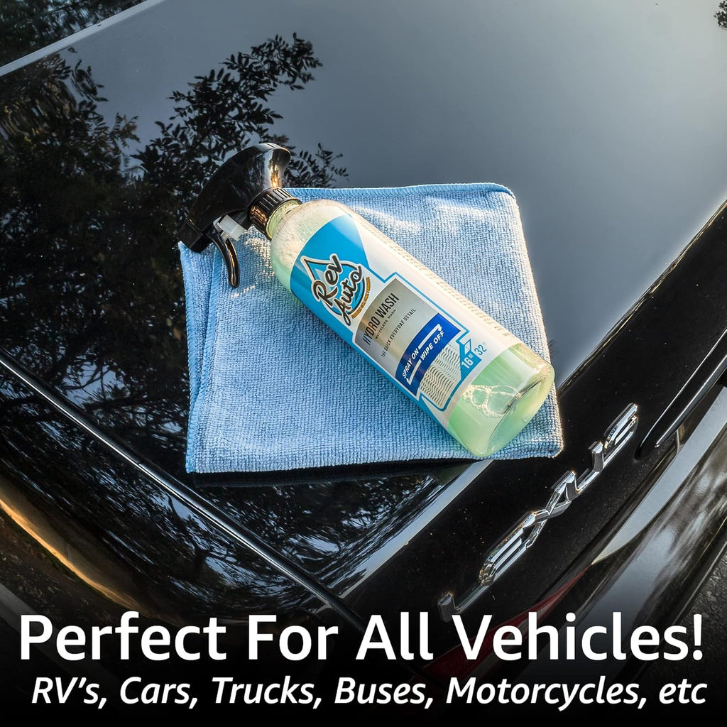 Waterless Car Wash Kit - Cleans Vehicles without Water Source/Includes Two 16Oz Waterless Wash Spray Cleaner and Microfiber Towels | Car Exterior Cleaner | No Rinse Car Wash Cleaning Spray